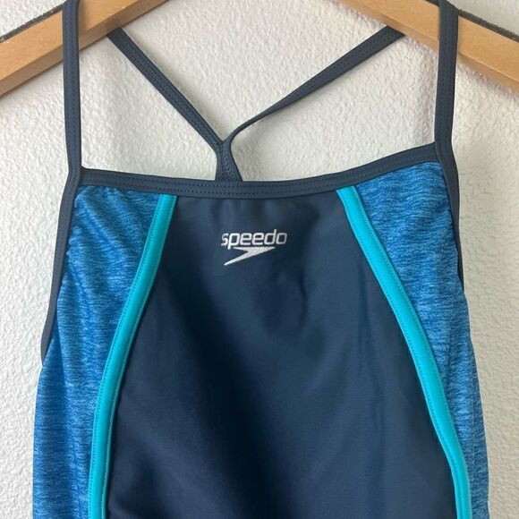 Speedo Big Girls 189765 Diamond Geo Splice One Piece Swimsuit Size 8 - Picture 2 of 4